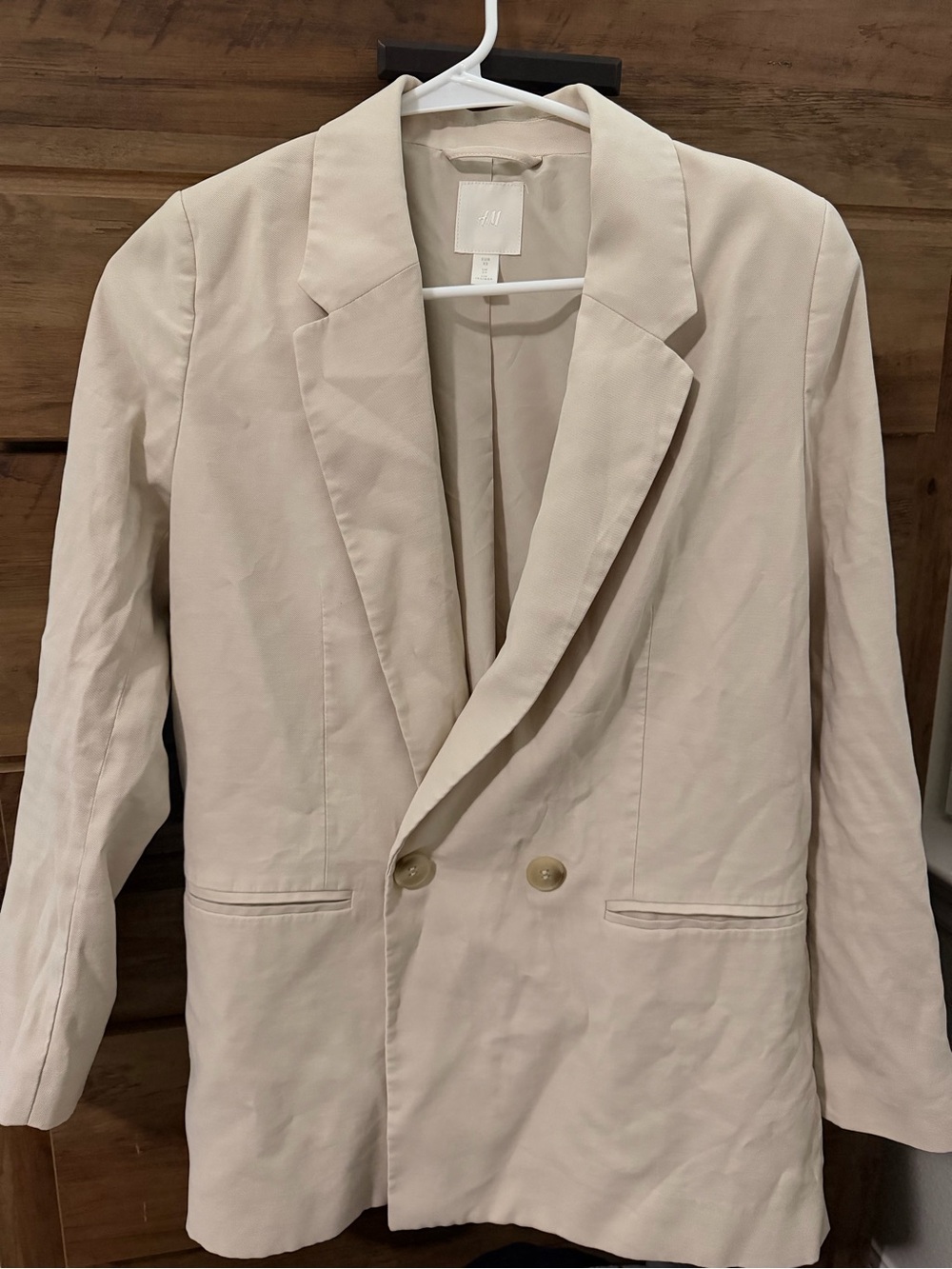 H&M Light Cream Double-Breasted Blazer Jacket
